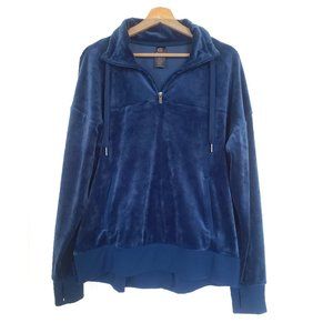 Champions Jewel Blue Velour Quarter Zip - Sz L - Cozy and beautiful